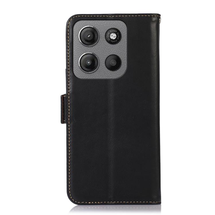 For Motorola Moto G15 4G Magnetic Crazy Horse Texture Genuine Leather RFID Phone Case