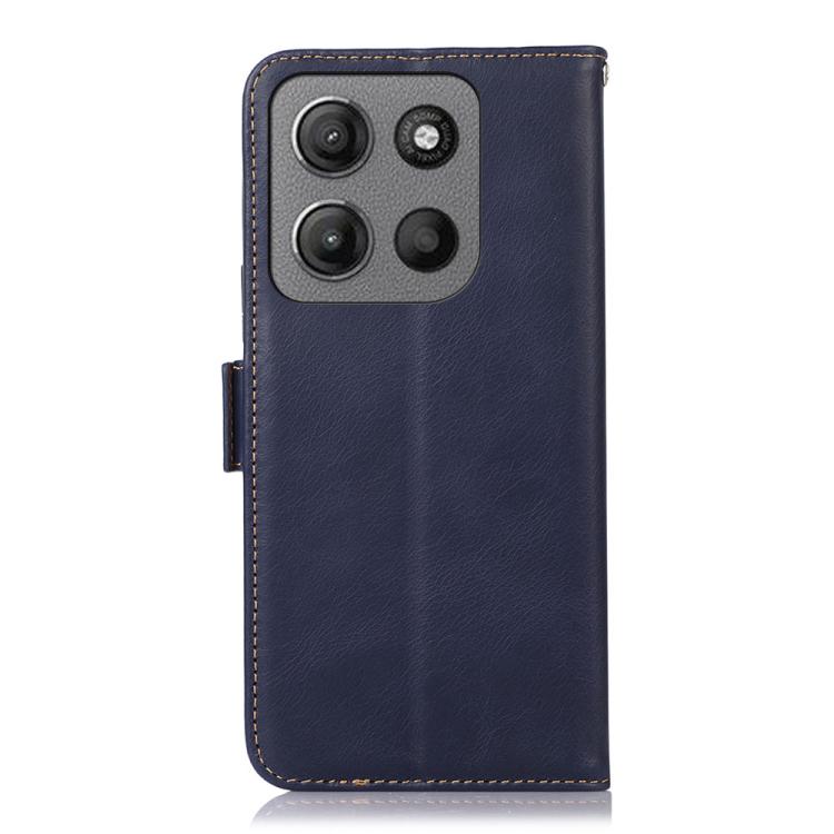 For Motorola Moto G15 4G Magnetic Crazy Horse Texture Genuine Leather RFID Phone Case