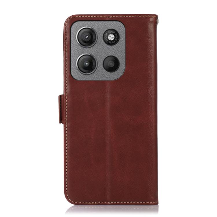 For Motorola Moto G15 4G Magnetic Crazy Horse Texture Genuine Leather RFID Phone Case