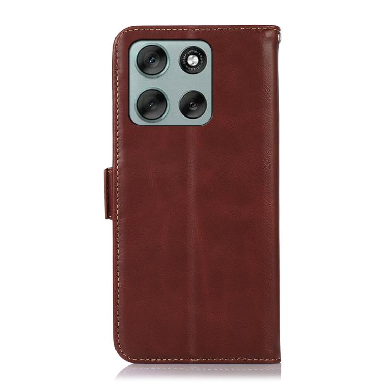 For Motorola Moto G56 5G Magnetic Crazy Horse Texture Genuine Leather RFID Phone Case
