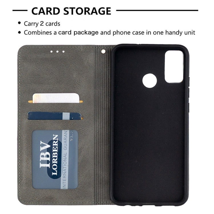 For Huawei Honor 9X Lite Rhombus Texture Horizontal Flip Magnetic Leather Case with Holder & Card Slots & Wallet