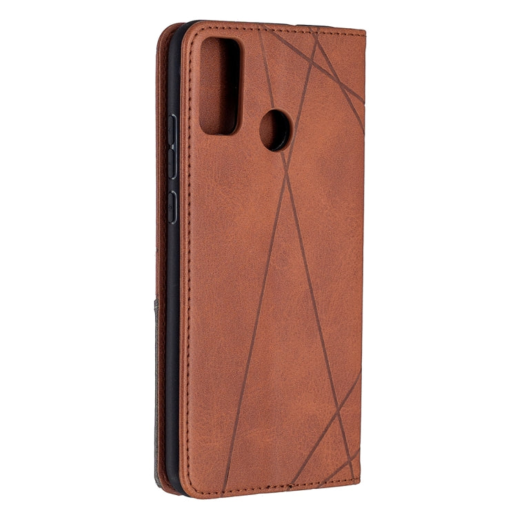 For Huawei Honor 9X Lite Rhombus Texture Horizontal Flip Magnetic Leather Case with Holder & Card Slots & Wallet