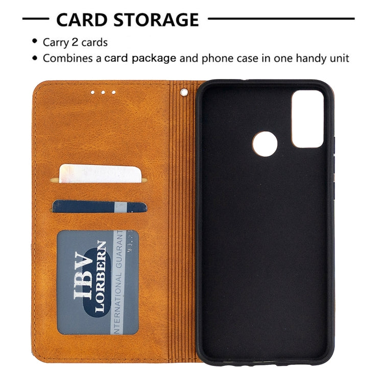 For Huawei Honor 9X Lite Rhombus Texture Horizontal Flip Magnetic Leather Case with Holder & Card Slots & Wallet