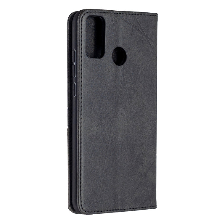 For Huawei Honor 9X Lite Rhombus Texture Horizontal Flip Magnetic Leather Case with Holder & Card Slots & Wallet