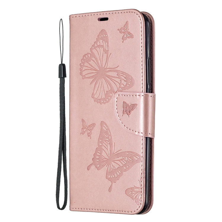 For Xiaomi Redmi 9 Two Butterflies Embossing Pattern Horizontal Flip Leather Case with Holder & Card Slot & Wallet & Lanyard