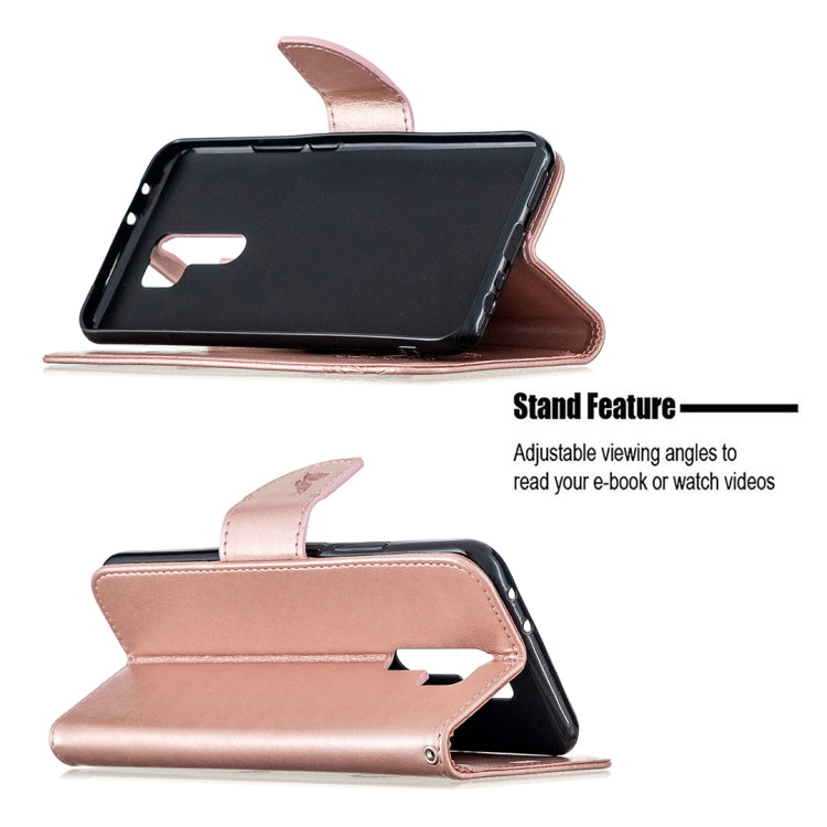 For Xiaomi Redmi 9 Two Butterflies Embossing Pattern Horizontal Flip Leather Case with Holder & Card Slot & Wallet & Lanyard