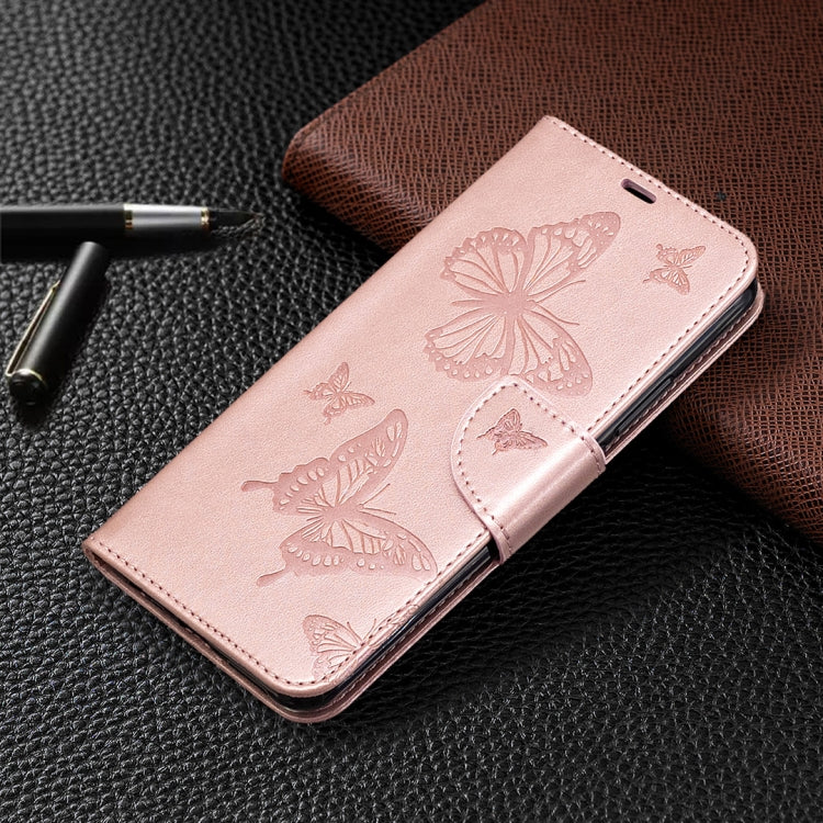 For Xiaomi Redmi 9 Two Butterflies Embossing Pattern Horizontal Flip Leather Case with Holder & Card Slot & Wallet & Lanyard