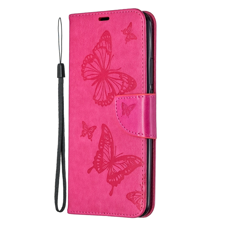 For Xiaomi Redmi 9 Two Butterflies Embossing Pattern Horizontal Flip Leather Case with Holder & Card Slot & Wallet & Lanyard