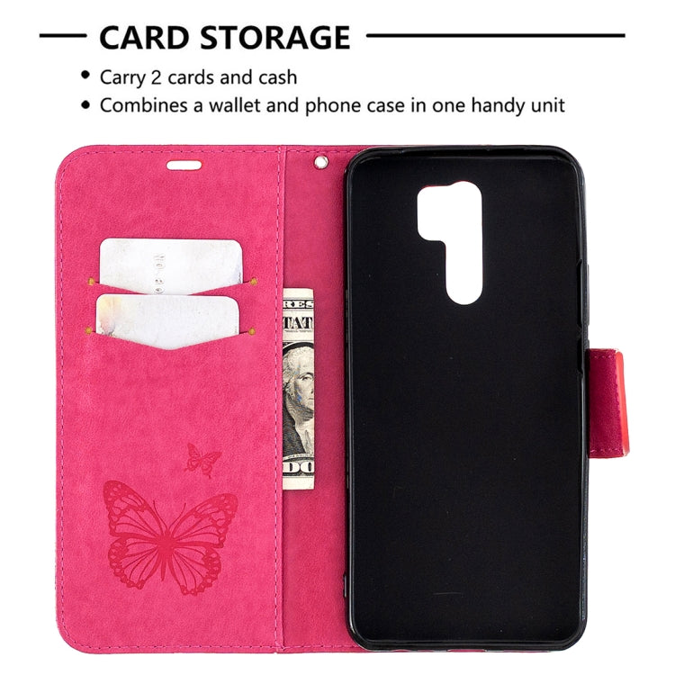 For Xiaomi Redmi 9 Two Butterflies Embossing Pattern Horizontal Flip Leather Case with Holder & Card Slot & Wallet & Lanyard