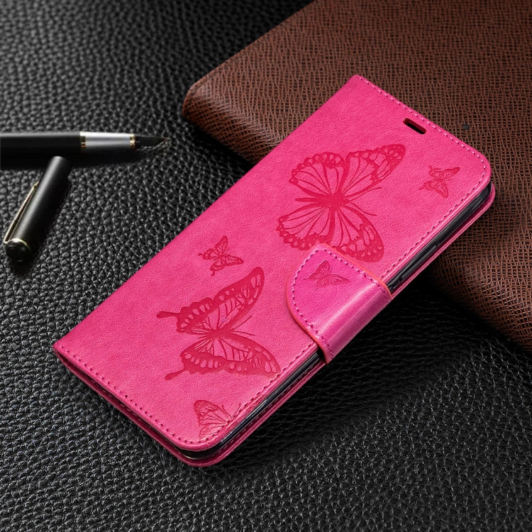 For Xiaomi Redmi 9 Two Butterflies Embossing Pattern Horizontal Flip Leather Case with Holder & Card Slot & Wallet & Lanyard