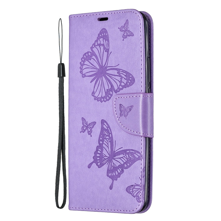 For Xiaomi Redmi 9 Two Butterflies Embossing Pattern Horizontal Flip Leather Case with Holder & Card Slot & Wallet & Lanyard