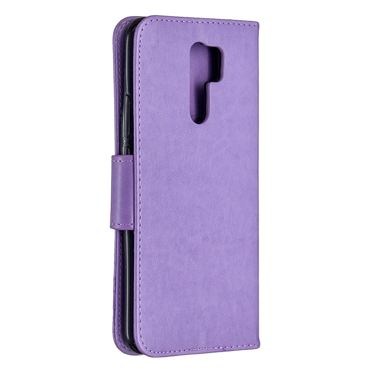 For Xiaomi Redmi 9 Two Butterflies Embossing Pattern Horizontal Flip Leather Case with Holder & Card Slot & Wallet & Lanyard