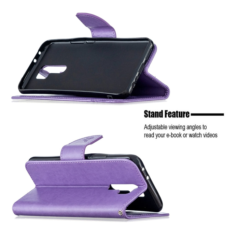 For Xiaomi Redmi 9 Two Butterflies Embossing Pattern Horizontal Flip Leather Case with Holder & Card Slot & Wallet & Lanyard