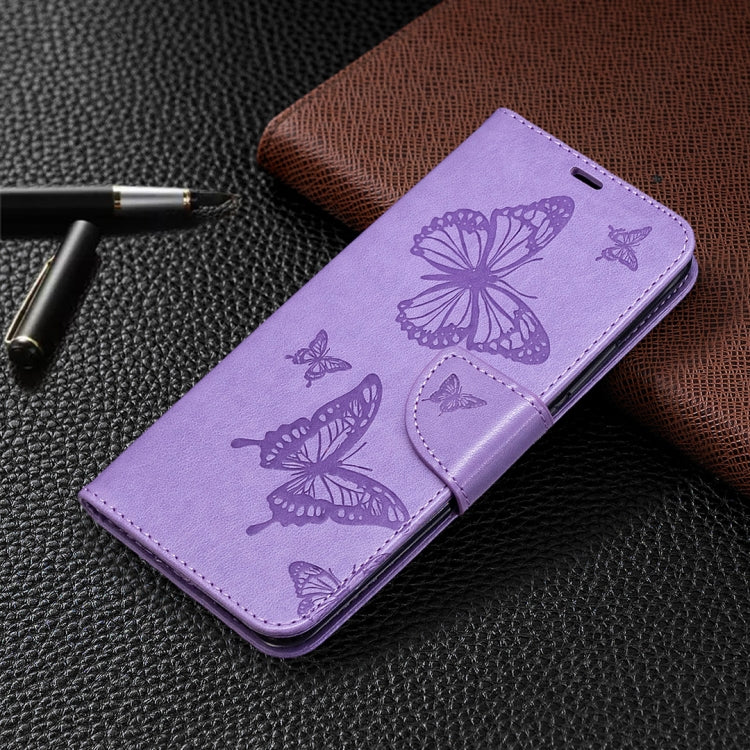 For Xiaomi Redmi 9 Two Butterflies Embossing Pattern Horizontal Flip Leather Case with Holder & Card Slot & Wallet & Lanyard