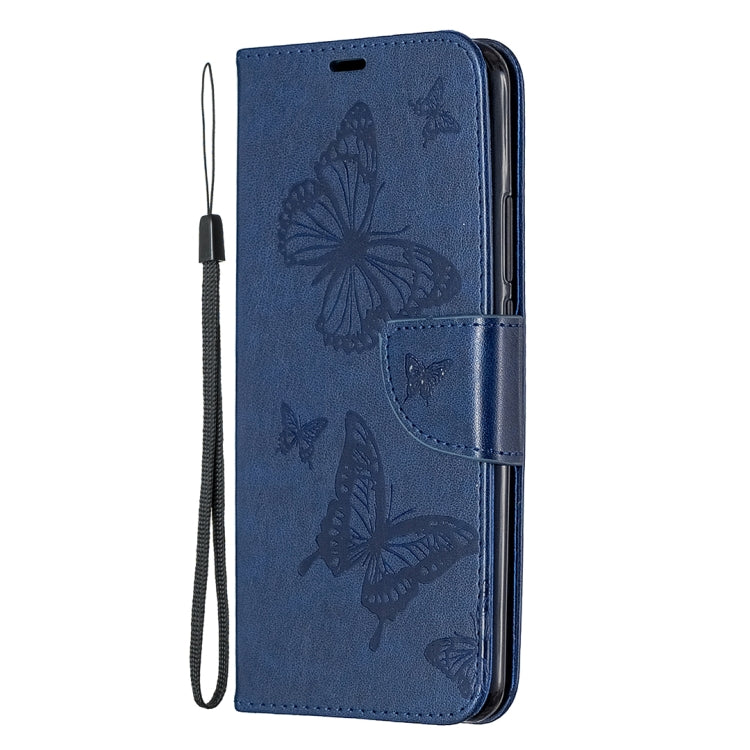 For Xiaomi Redmi 9 Two Butterflies Embossing Pattern Horizontal Flip Leather Case with Holder & Card Slot & Wallet & Lanyard