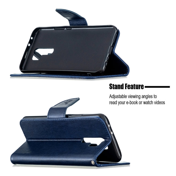 For Xiaomi Redmi 9 Two Butterflies Embossing Pattern Horizontal Flip Leather Case with Holder & Card Slot & Wallet & Lanyard