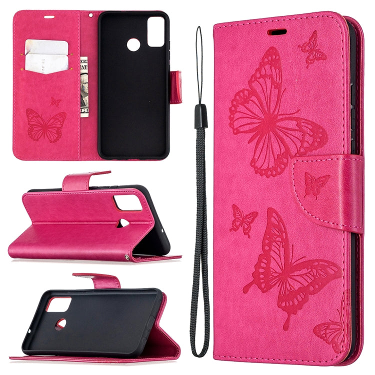 For Huawei Honor 9X Lite Two Butterflies Embossing Pattern Horizontal Flip Leather Case with Holder & Card Slot & Wallet & Lanyard