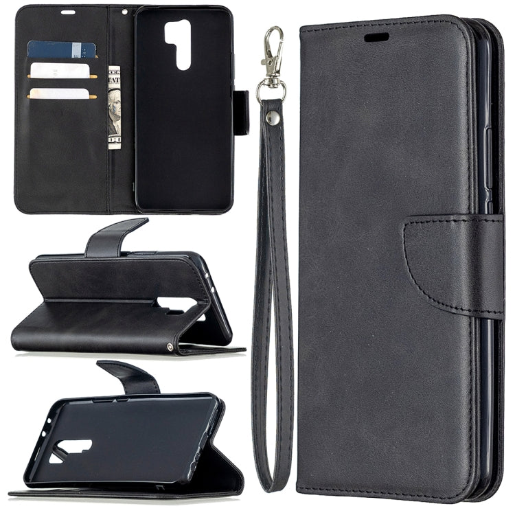 For Xiaomi Redmi 9 Retro Lambskin Texture Pure Color Horizontal Flip PU Leather Case with Holder & Card Slots & Wallet & Lanyard