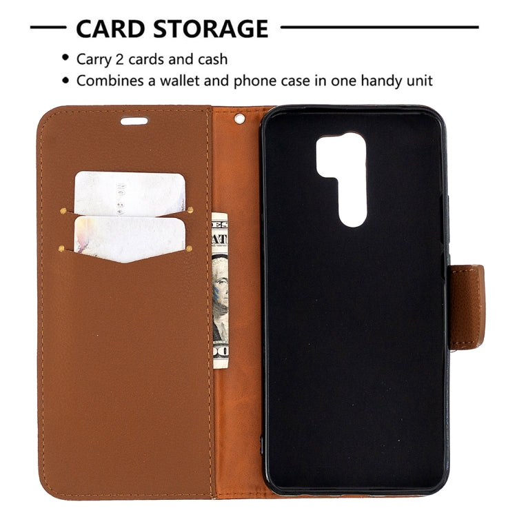 For Xiaomi Redmi 9 Litchi Texture Pure Color Horizontal Flip PU Leather Case with Holder & Card Slots & Wallet & Lanyard