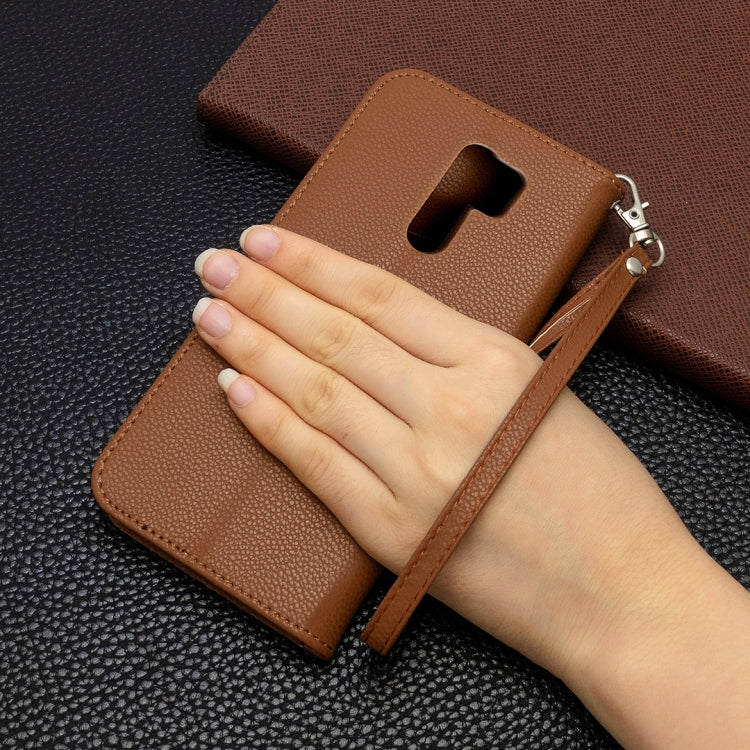 For Xiaomi Redmi 9 Litchi Texture Pure Color Horizontal Flip PU Leather Case with Holder & Card Slots & Wallet & Lanyard