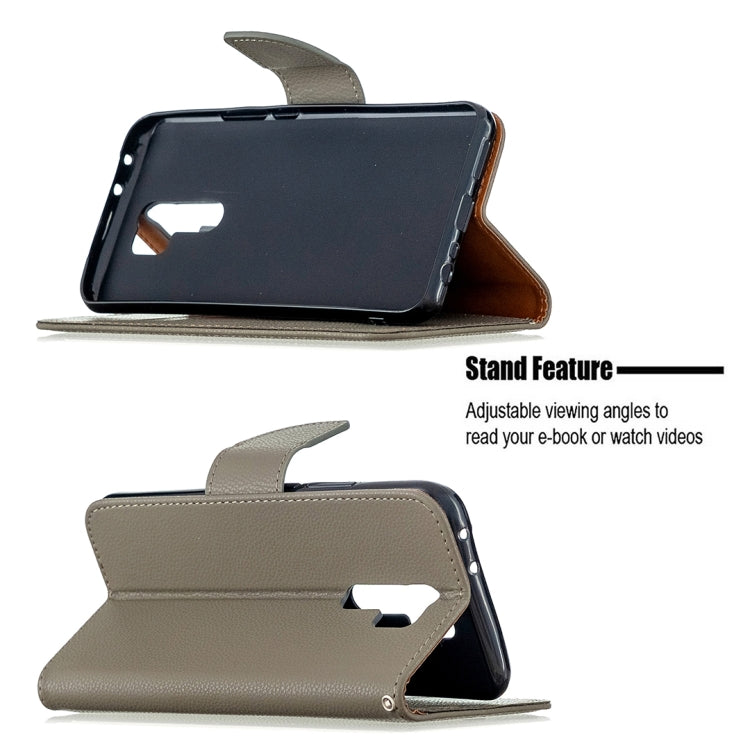 For Xiaomi Redmi 9 Litchi Texture Pure Color Horizontal Flip PU Leather Case with Holder & Card Slots & Wallet & Lanyard