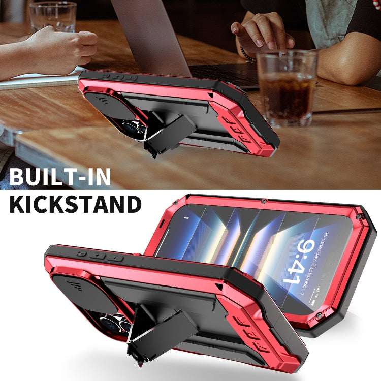 For iPhone 16 R-JUST Sliding Camera IP54 Life Waterproof Holder Phone Case