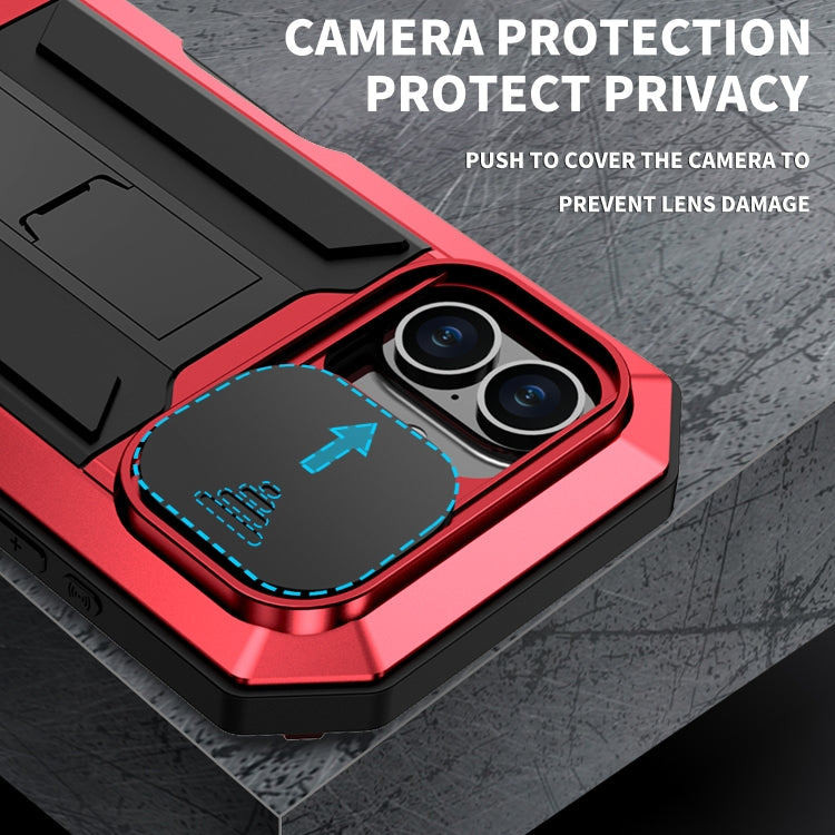 For iPhone 16 R-JUST Sliding Camera IP54 Life Waterproof Holder Phone Case