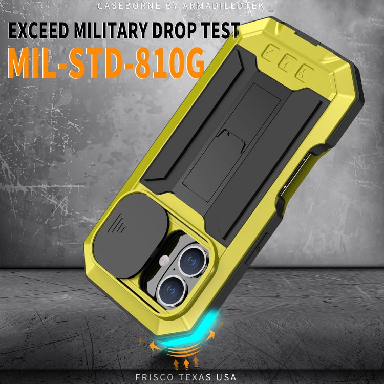 For iPhone 16 R-JUST Sliding Camera IP54 Life Waterproof Holder Phone Case