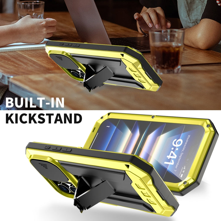 For iPhone 16 R-JUST Sliding Camera IP54 Life Waterproof Holder Phone Case