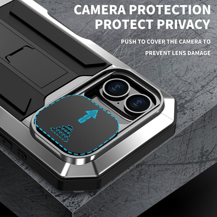 For iPhone 16 R-JUST Sliding Camera IP54 Life Waterproof Holder Phone Case