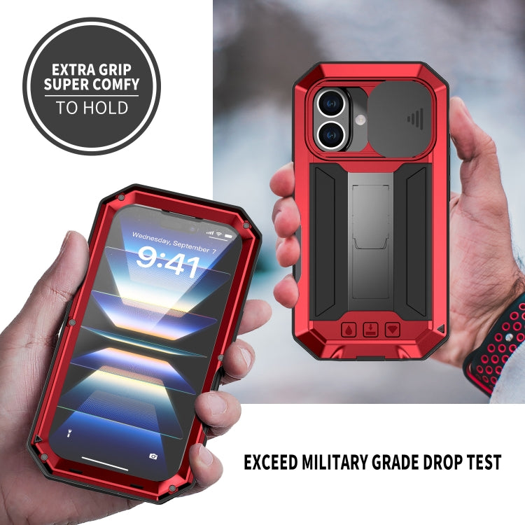 For iPhone 16 Plus R-JUST Sliding Camera IP54 Life Waterproof Holder Phone Case