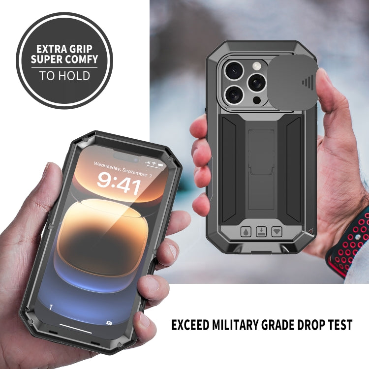 For iPhone 16 Pro R-JUST Sliding Camera IP54 Life Waterproof Holder Phone Case