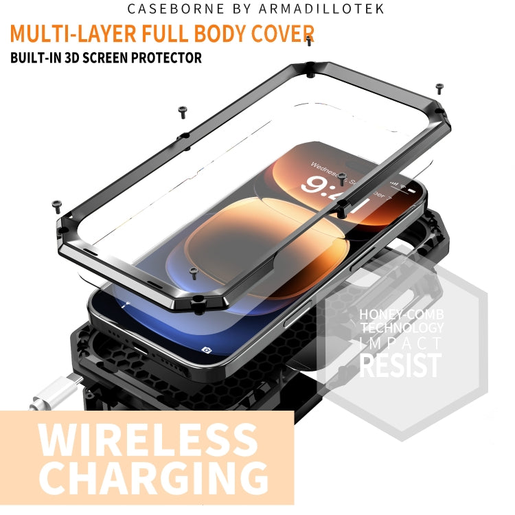 For iPhone 16 Pro R-JUST Sliding Camera IP54 Life Waterproof Holder Phone Case