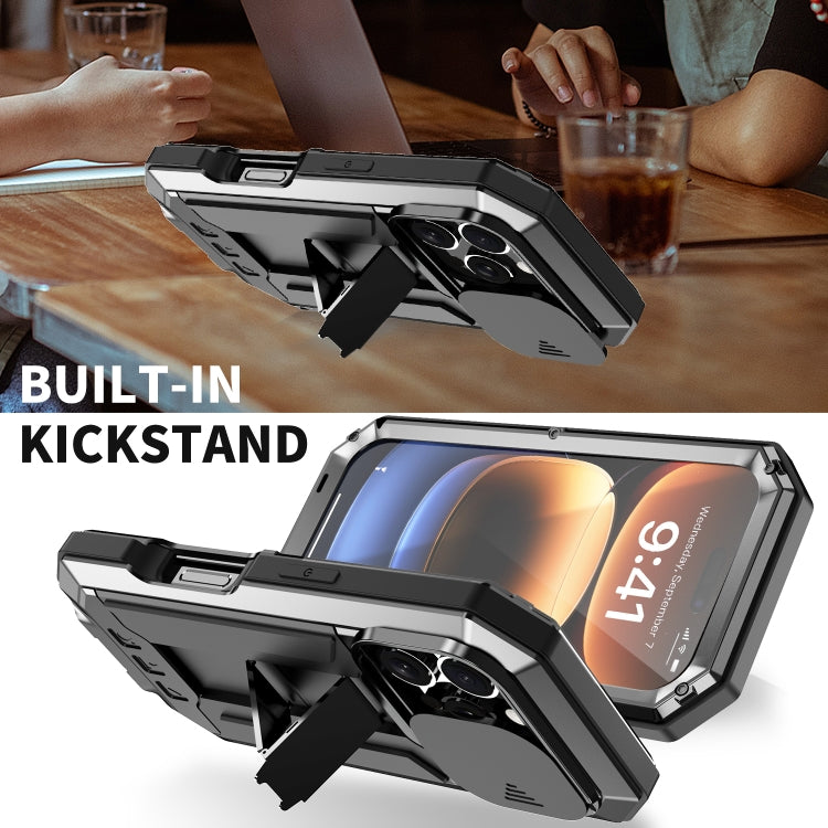 For iPhone 16 Pro R-JUST Sliding Camera IP54 Life Waterproof Holder Phone Case