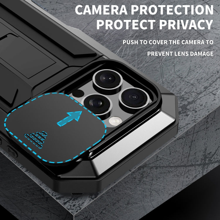 For iPhone 16 Pro R-JUST Sliding Camera IP54 Life Waterproof Holder Phone Case