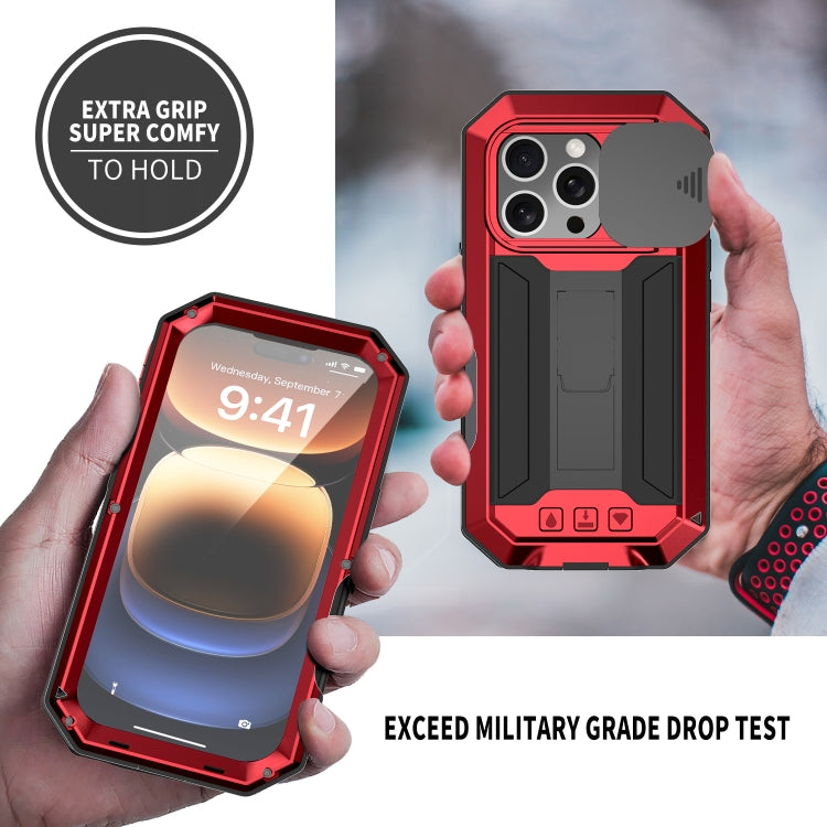 For iPhone 16 Pro R-JUST Sliding Camera IP54 Life Waterproof Holder Phone Case