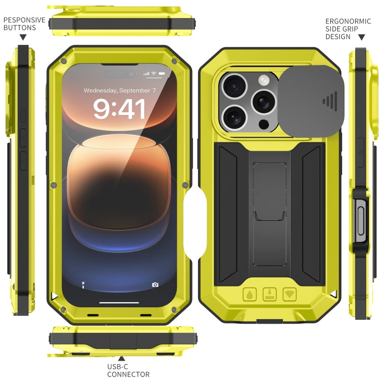 For iPhone 16 Pro R-JUST Sliding Camera IP54 Life Waterproof Holder Phone Case