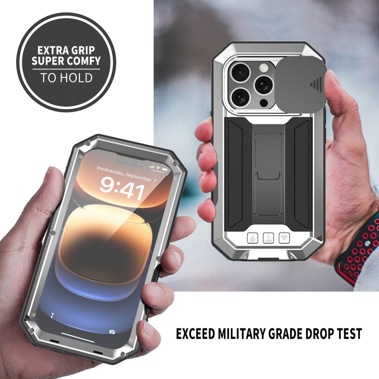 For iPhone 16 Pro R-JUST Sliding Camera IP54 Life Waterproof Holder Phone Case