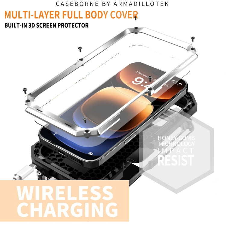 For iPhone 16 Pro R-JUST Sliding Camera IP54 Life Waterproof Holder Phone Case