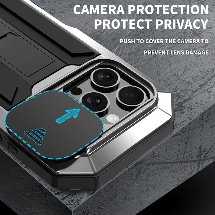 For iPhone 16 Pro R-JUST Sliding Camera IP54 Life Waterproof Holder Phone Case