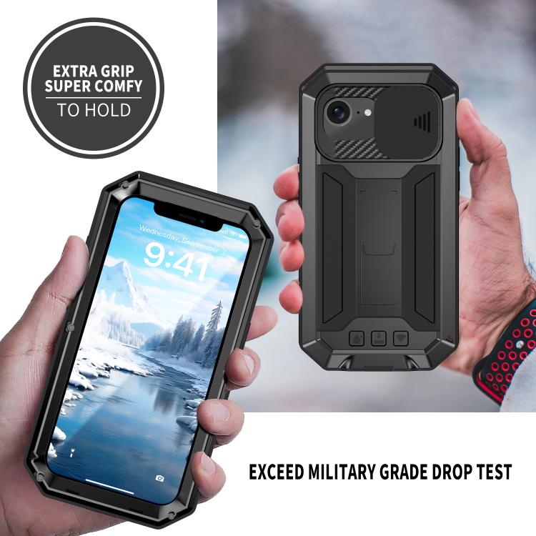 For iPhone 17e / 16e R-JUST Sliding Camera IP54 Life Waterproof Holder Phone Case