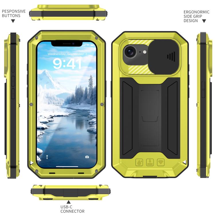 For iPhone 17e / 16e R-JUST Sliding Camera IP54 Life Waterproof Holder Phone Case
