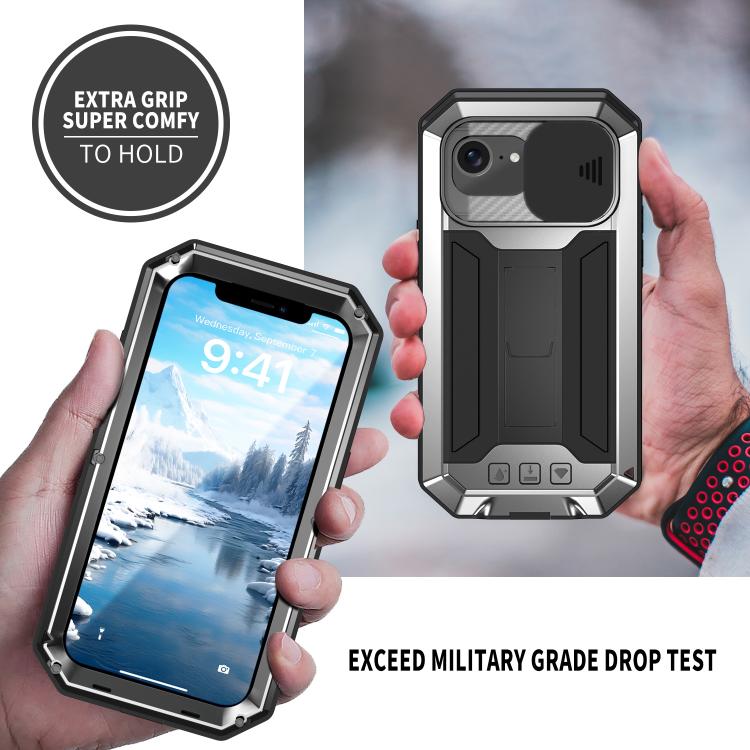For iPhone 17e / 16e R-JUST Sliding Camera IP54 Life Waterproof Holder Phone Case