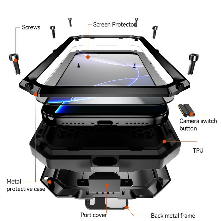 For iPhone 17 Pro Max R-JUST Sliding Camera IP54 Life Waterproof Holder Phone Case