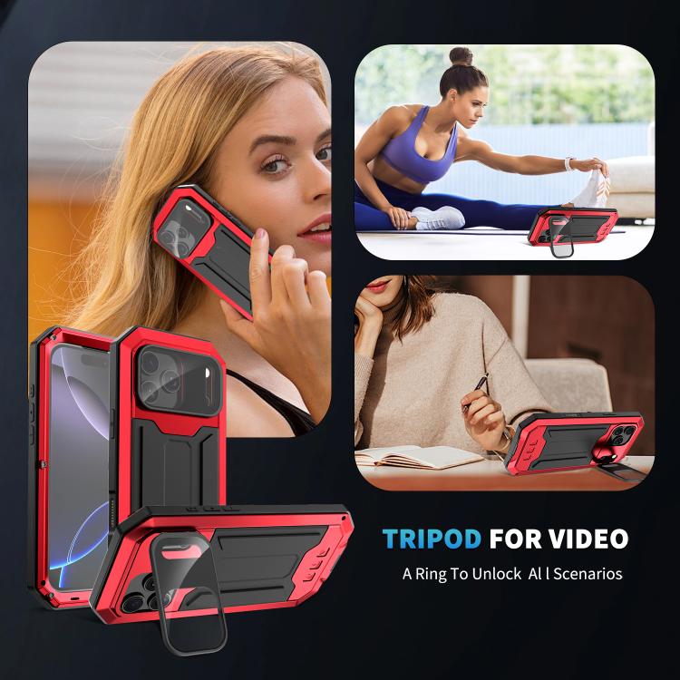 For iPhone 17 Pro Max R-JUST Sliding Camera IP54 Life Waterproof Holder Phone Case