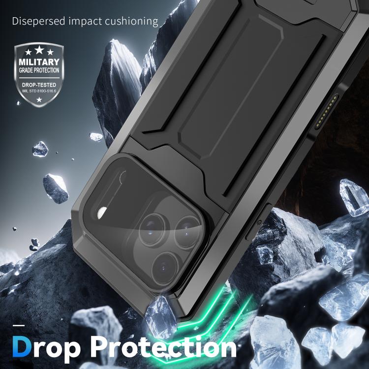 For iPhone 17 Pro R-JUST Sliding Camera IP54 Life Waterproof Holder Phone Case