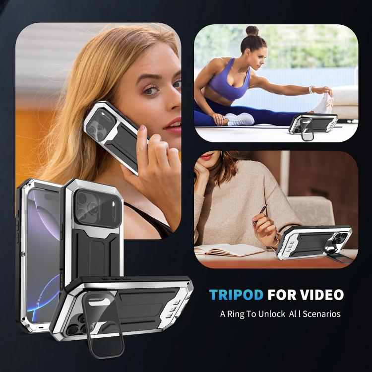 For iPhone 17 Pro R-JUST Sliding Camera IP54 Life Waterproof Holder Phone Case