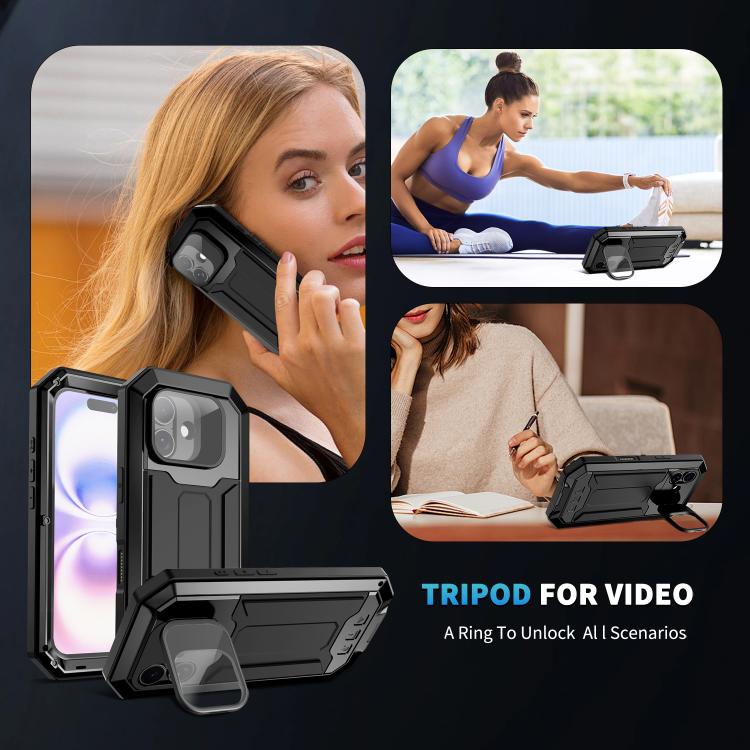 For iPhone 17 R-JUST Sliding Camera IP54 Life Waterproof Holder Phone Case