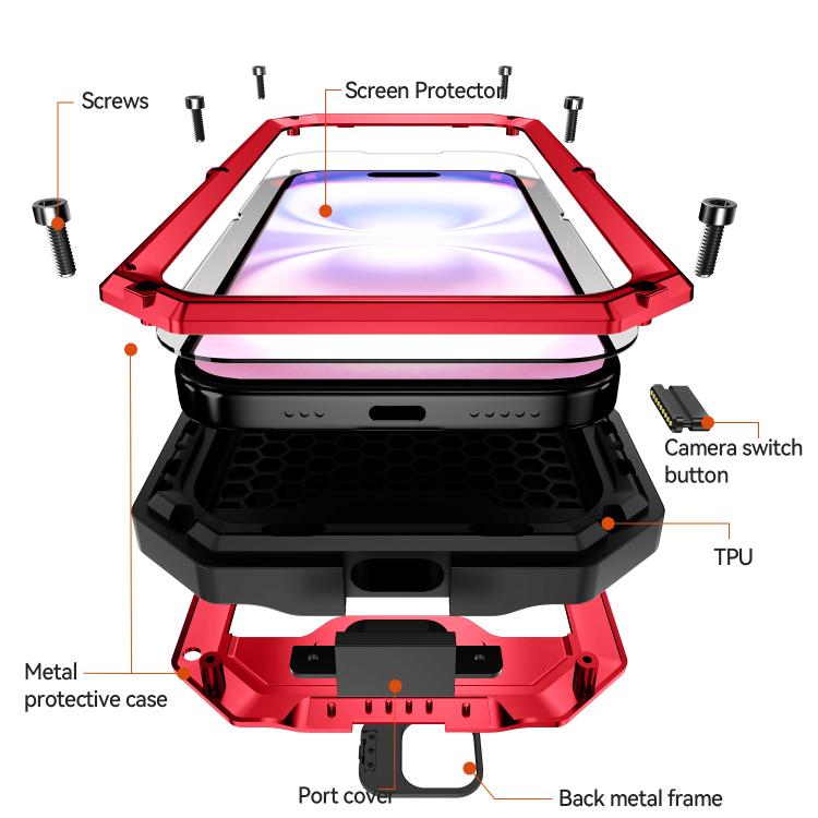 For iPhone 17 R-JUST Sliding Camera IP54 Life Waterproof Holder Phone Case
