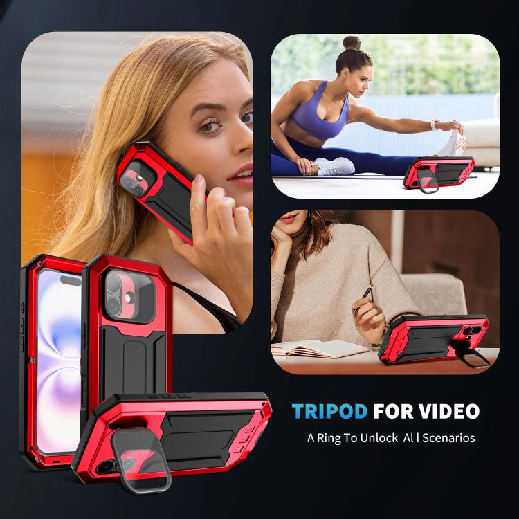 For iPhone 17 R-JUST Sliding Camera IP54 Life Waterproof Holder Phone Case